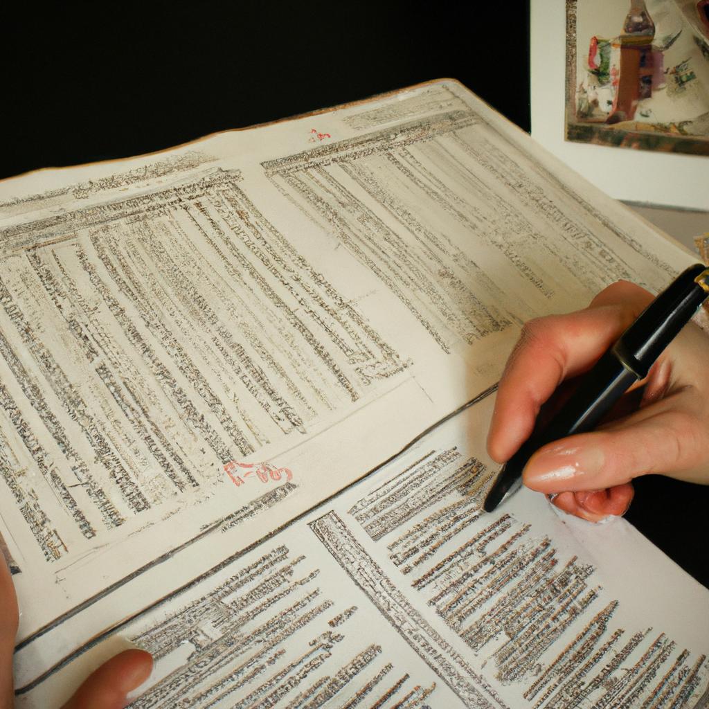 Person studying genealogy documents
